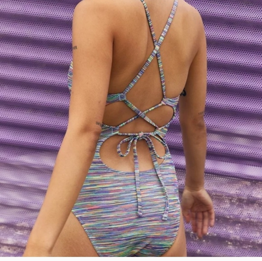 Aerie Space Dye One Piece Swimsuit Sz Med Euc